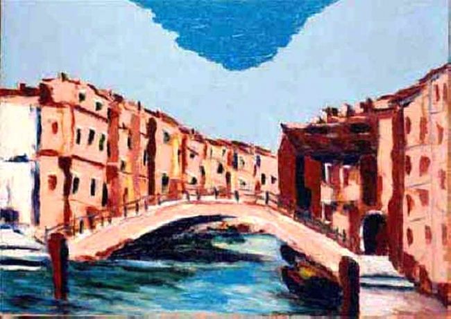 Painting titled "Canale a Venezia" by Sylvia Giro, Original Artwork, Oil