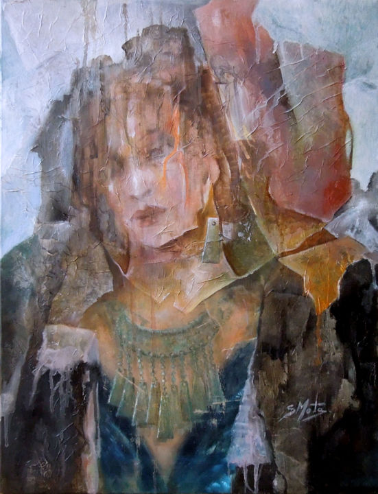 Peinture intitulée "La pompeienne" par Sylvia Mota, Œuvre d'art originale