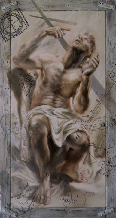 Pittura intitolato "Pythagorion" da Sylvia Mota, Opera d'arte originale, Olio Montato su Telaio per barella in legno