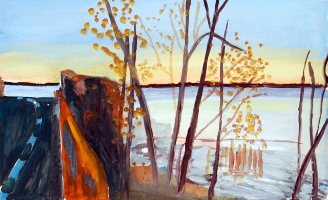 Peinture intitulée "La rivière" par Sylviane Le Cann, Œuvre d'art originale