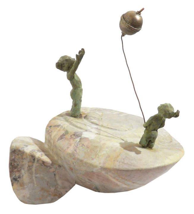 Skulptur mit dem Titel "Les porteurs de rêv…" von Sylviane Selma, Original-Kunstwerk, Bronze