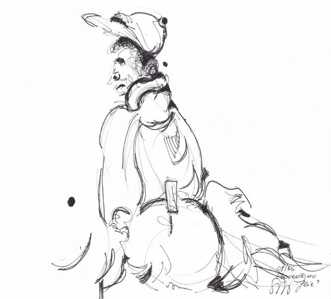 Drawing titled "Eboueur ou flic" by Sylviane De Prins, Original Artwork, Other
