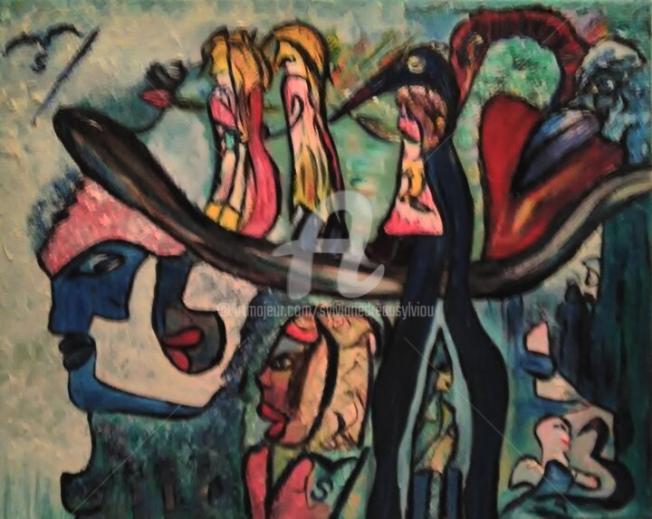 Peinture intitulée "Paradis sous la bra…" par Sylviane Dréau (Sylviou), Œuvre d'art originale, Huile