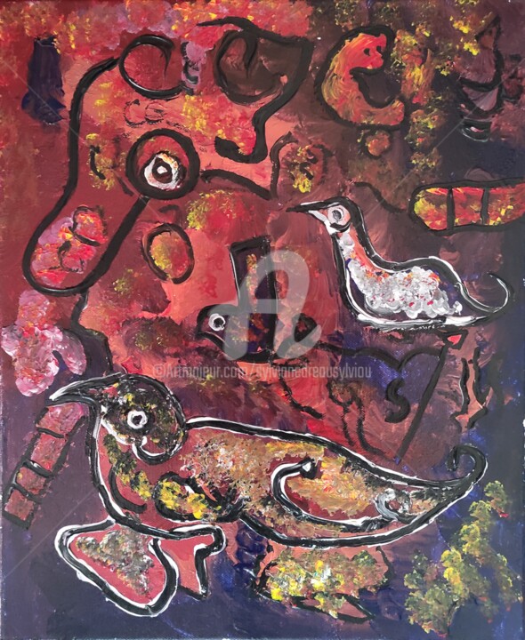Malerei mit dem Titel "Une âme au repos" von Sylviane Dréau (Sylviou), Original-Kunstwerk, Acryl