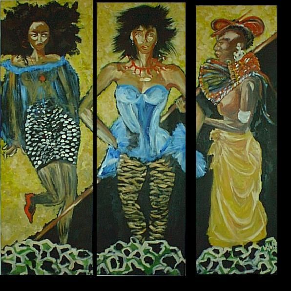 Peinture intitulée "ethnique" par Sylviane Le Boulch, Œuvre d'art originale