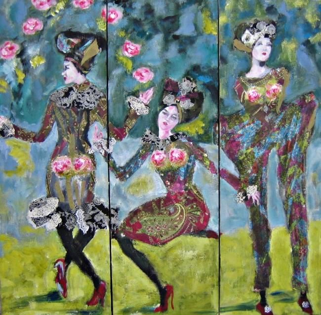 「Déballage de roses」というタイトルの絵画 Sylviane Le Boulchによって, オリジナルのアートワーク