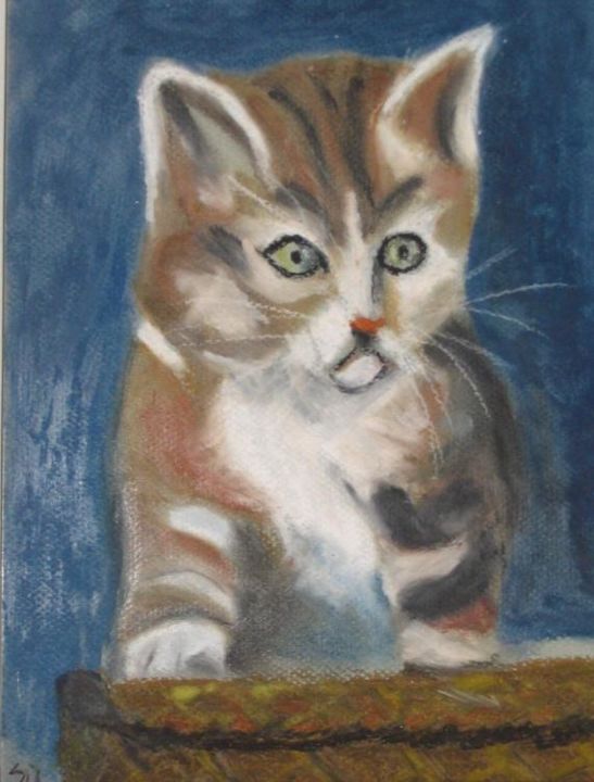 Painting titled "chaton" by Sylvianne Do, Original Artwork
