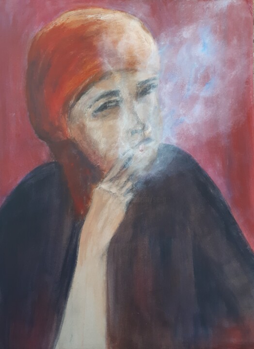 Pittura intitolato "Blue smoke" da Sylvid, Opera d'arte originale, Acrilico