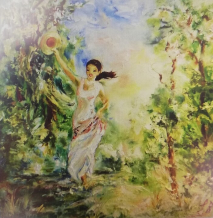 Painting titled "JOY" by Sylvie Bayle, Original Artwork, Oil