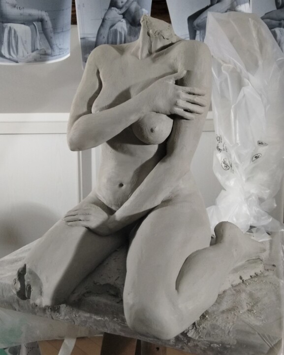 Sculpture titled "étape 20" by Sylvie Bourély (SB), Original Artwork, Clay