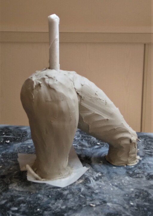 Sculpture titled "étape  1" by Sylvie Bourély (SB), Original Artwork, Clay