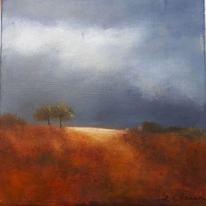 Painting titled "Paysage..." by Sylvie Chacon, Original Artwork, Acrylic