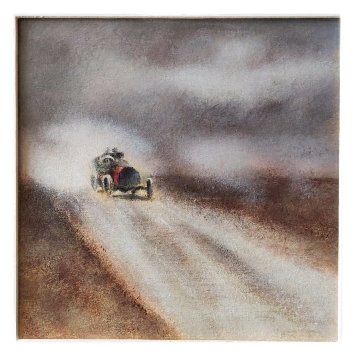 Malerei mit dem Titel "Voiture ancienne" von Sylvie Chacon, Original-Kunstwerk, Acryl Auf Karton montiert