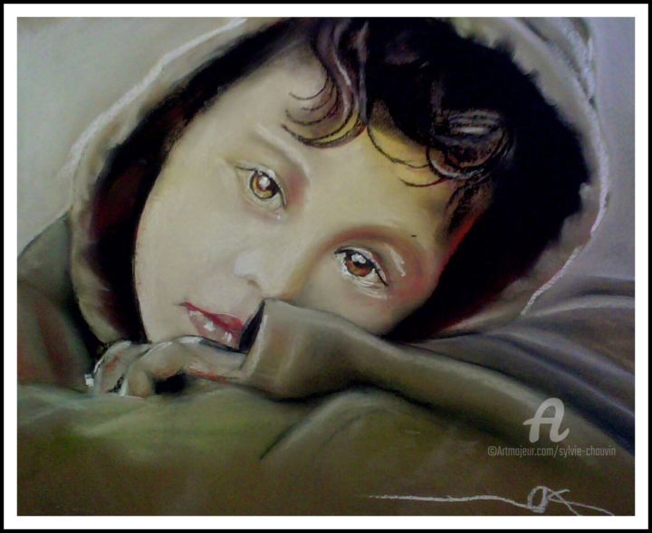 Drawing titled "L'ennui" by Sylvie Chauvin, Original Artwork, Pastel