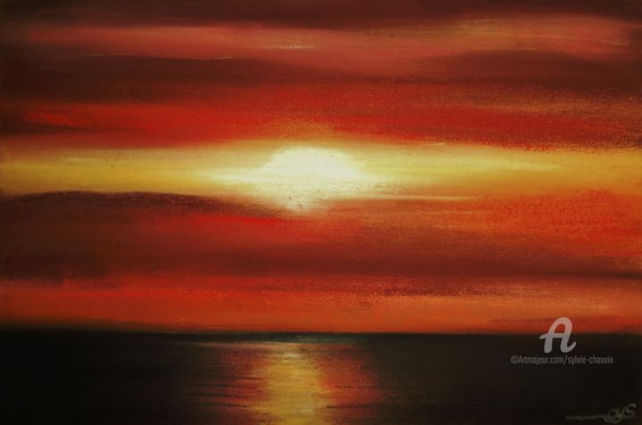 Dessin intitulée "Soleil" par Sylvie Chauvin, Œuvre d'art originale, Pastel