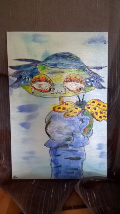 Peinture intitulée "mon-doudou-bleu.jpg" par Sylvie Cochet, Œuvre d'art originale