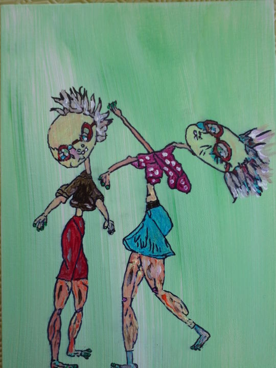 Painting titled "frère et soeur" by Sylvie Cochet, Original Artwork