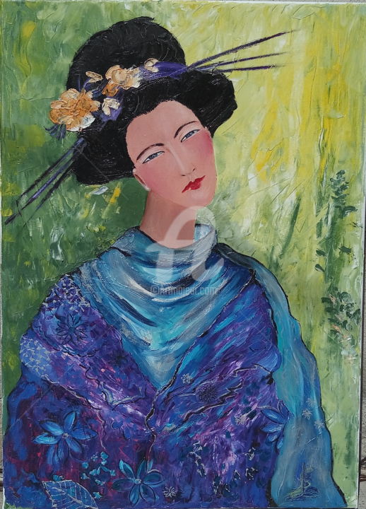 Painting titled "Japonaise" by Couleur De L'Âme, Original Artwork, Oil
