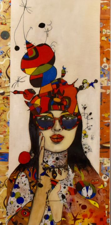 Painting titled "Hommage à Joan Miro" by Sylvie Dagenais, Original Artwork