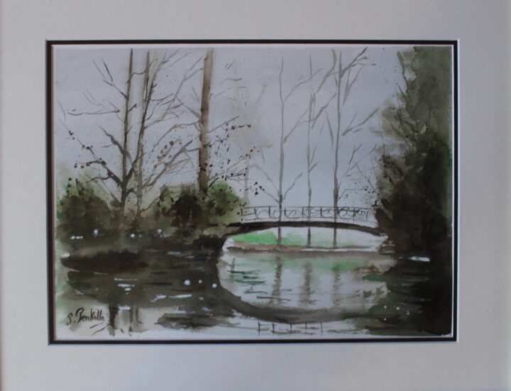 Peinture intitulée "pont au dessus d'un…" par Sylvie Delhors Penkalla, Œuvre d'art originale, Aquarelle