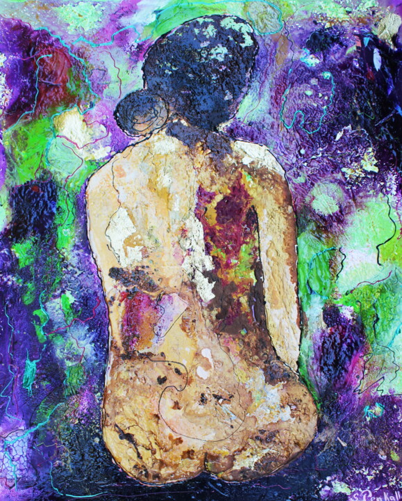 Картина под названием "nu coloré" - Sylvie Delhors Penkalla, Подлинное произведение искусства, Акрил