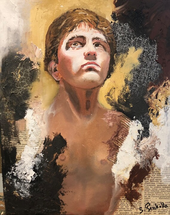 Malerei mit dem Titel "jeune homme" von Sylvie Delhors Penkalla, Original-Kunstwerk, Öl