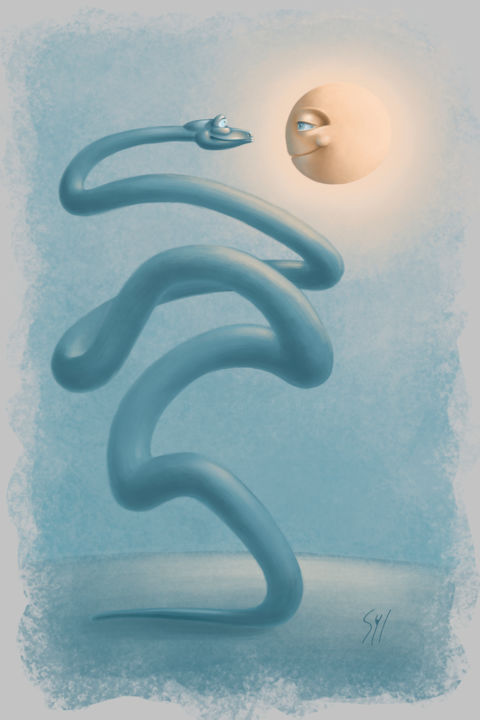 Digital Arts titled "Équilibre" by Sylvie Dessert (Syl), Original Artwork, Digital Painting