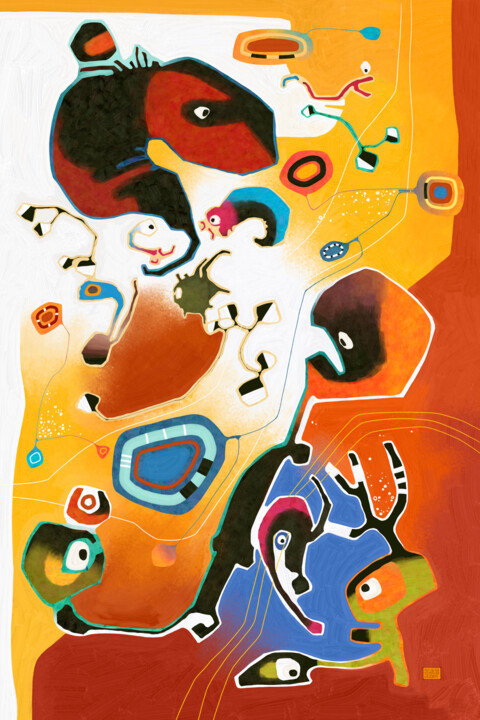 数字艺术 标题为“Face à face” 由Sylvie Dessert (Syl), 原创艺术品, 数字油画