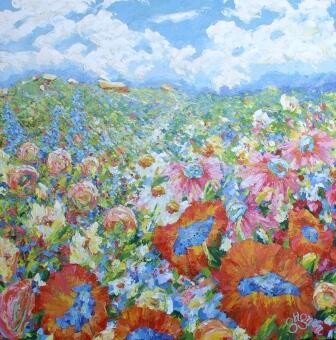 Painting titled "Si proche, si  loin" by Sylvie Gagnon, Original Artwork, Oil
