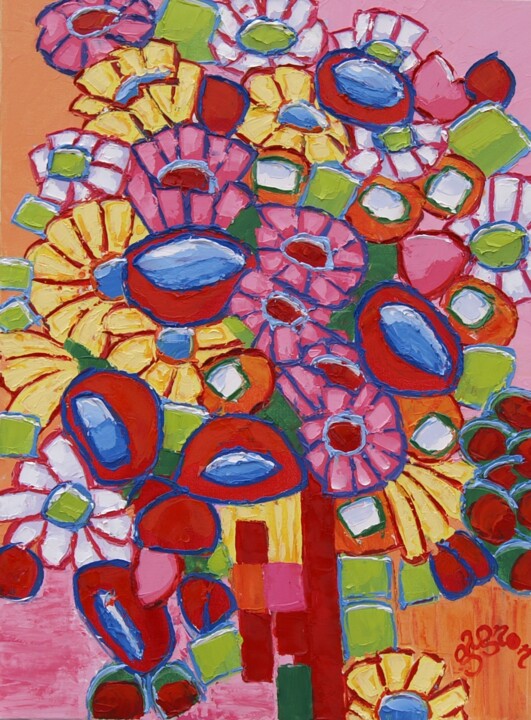 Painting titled "Bouquet de mai 2015" by Sylvie Gagnon, Original Artwork, Oil