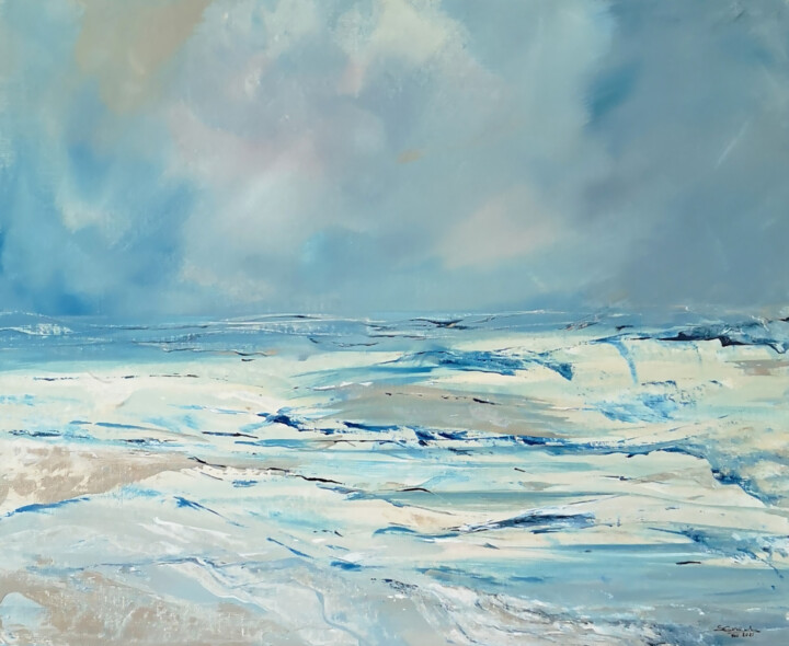 Peinture intitulée "La côte d’opale" par Sylvie Grich, Œuvre d'art originale, Acrylique