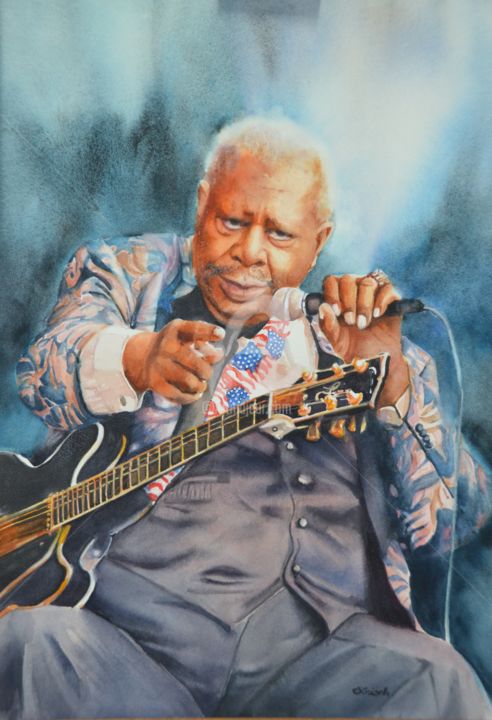 Pintura intitulada "la-legende-du-blues…" por Sylvie Griselle, Obras de arte originais