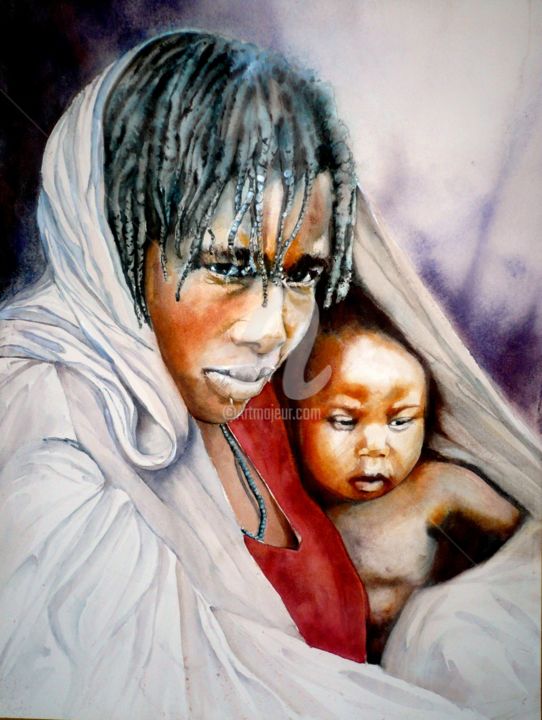 Peinture intitulée "maternite.jpg" par Sylvie Griselle, Œuvre d'art originale