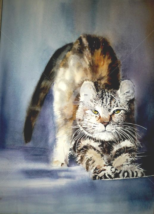 Peinture intitulée "le-chat.jpg" par Sylvie Griselle, Œuvre d'art originale
