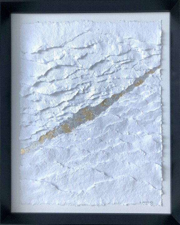 Collagen mit dem Titel "Desert Signe XXXV (…" von Sylvie Guyomard, Original-Kunstwerk, Papier Auf Andere starre Platte monti…