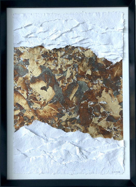 Collages intitolato "Desert Signe XXX (S…" da Sylvie Guyomard, Opera d'arte originale, Carta Montato su Altro pannello rigido