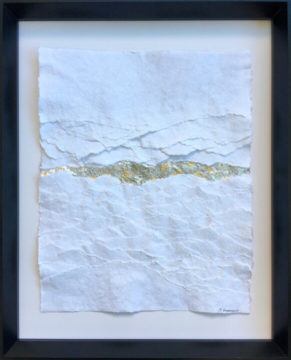 Colagens intitulada "Desert Signe XIX (S…" por Sylvie Guyomard, Obras de arte originais, Papel Montado em Outro painel rígido