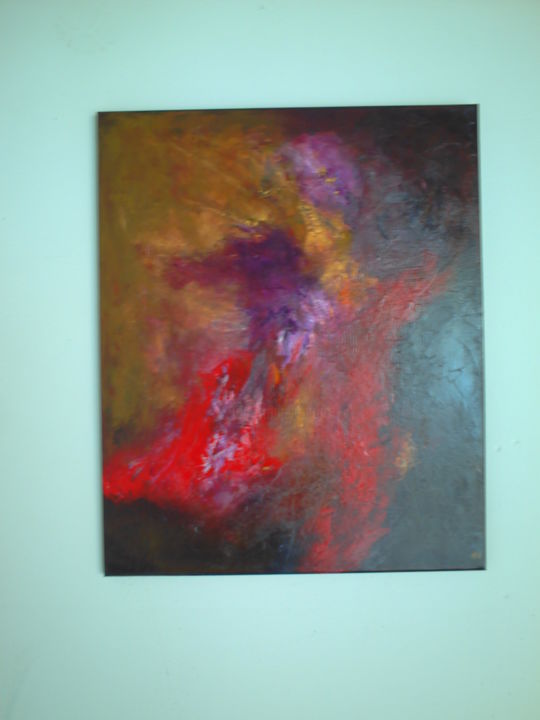 Painting titled "FLAMME" by Sylvie Hermann, Original Artwork