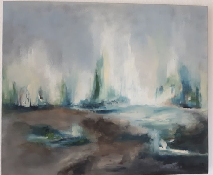 Peinture intitulée "Geyser" par Sylvie Hermann, Œuvre d'art originale, Acrylique