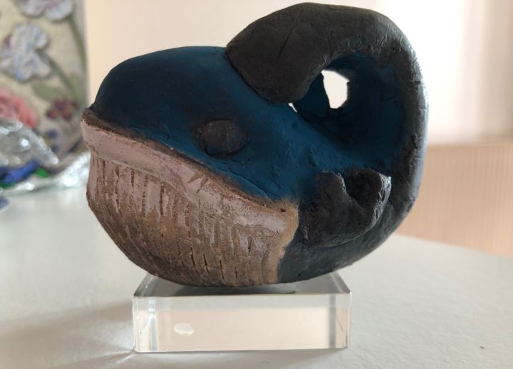 Sculpture intitulée "Baleine" par Sylvie Lamande, Œuvre d'art originale, Argile