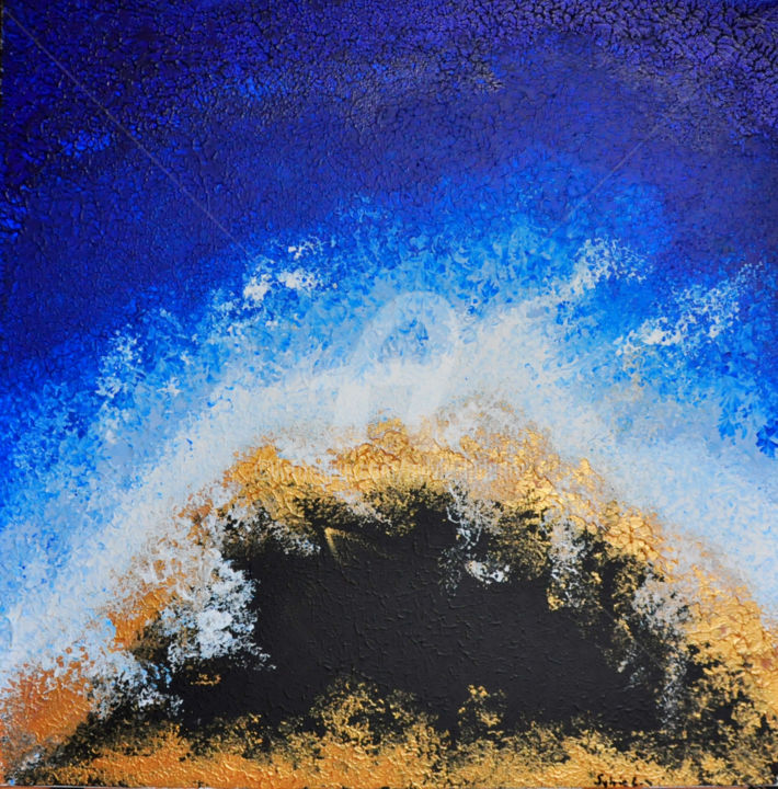 Peinture intitulée "la vague" par Sylvie Léandre, Œuvre d'art originale, Acrylique