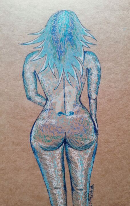 Drawing titled "Avatar" by Sylvie Léandre, Original Artwork, Ink