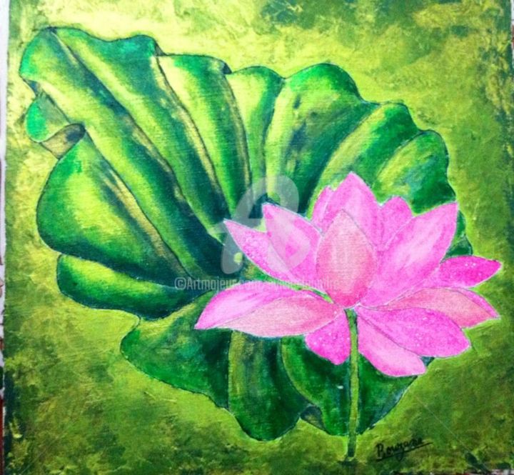 Malerei mit dem Titel "Le lotus" von Sylvie Léandre, Original-Kunstwerk, Acryl