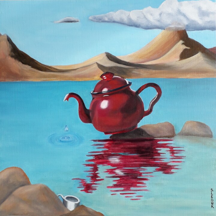 Peinture intitulée "Chut ! le thé a pap…" par Sylvie Ledur, Œuvre d'art originale, Huile
