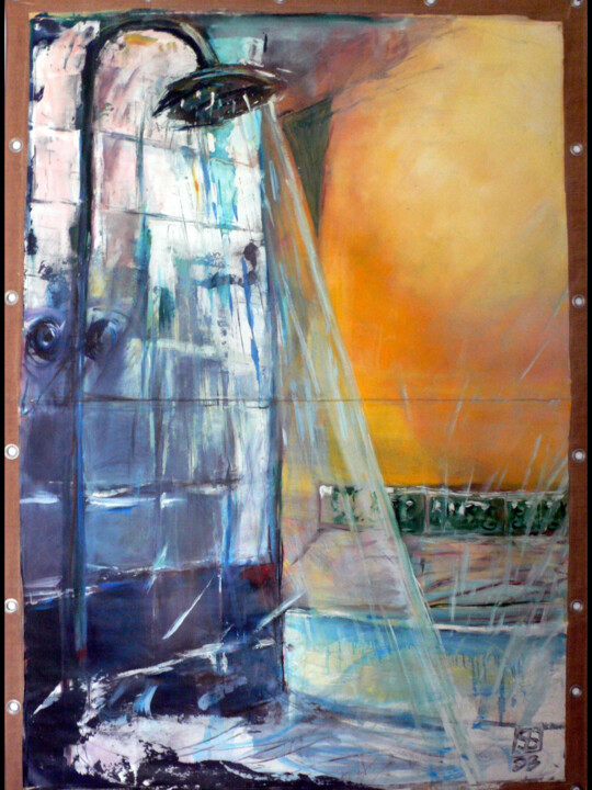 Painting titled "La Douche" by Sylvie Lesgourgues, Original Artwork, Acrylic