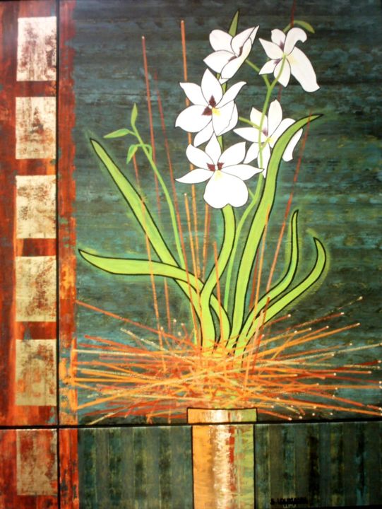 Peinture intitulée ""Pérénité de la Pen…" par Sylvie Lohmann, Œuvre d'art originale, Acrylique Monté sur Châssis en bois