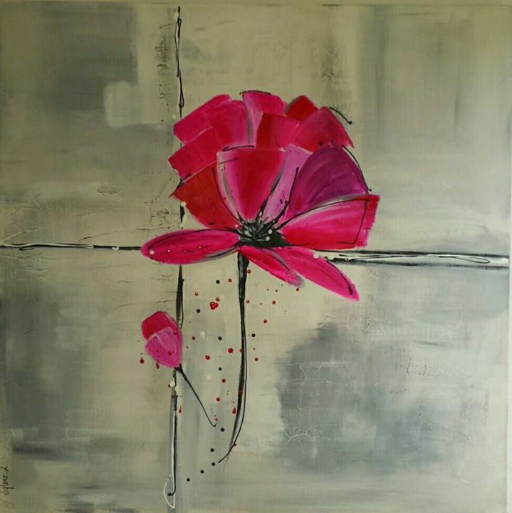 Painting titled "coquelicot-rose.jpg" by Sylo, Original Artwork, Acrylic