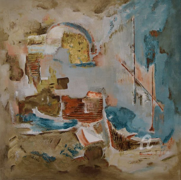 Malerei mit dem Titel "Terre d'accueil . R…" von Sylvie Loudieres, Original-Kunstwerk, Acryl