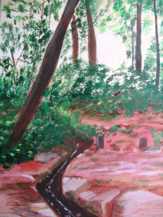 Peinture intitulée "Brocéliande sur les…" par Sylvie Lucas, Œuvre d'art originale, Acrylique