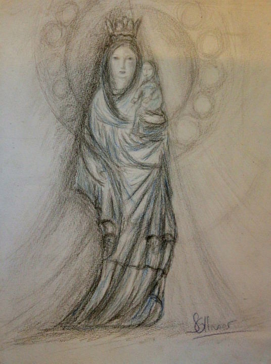 Zeichnungen mit dem Titel "etude de statue de…" von Sylvie Ollivier, Original-Kunstwerk, Conté-Buntstifte